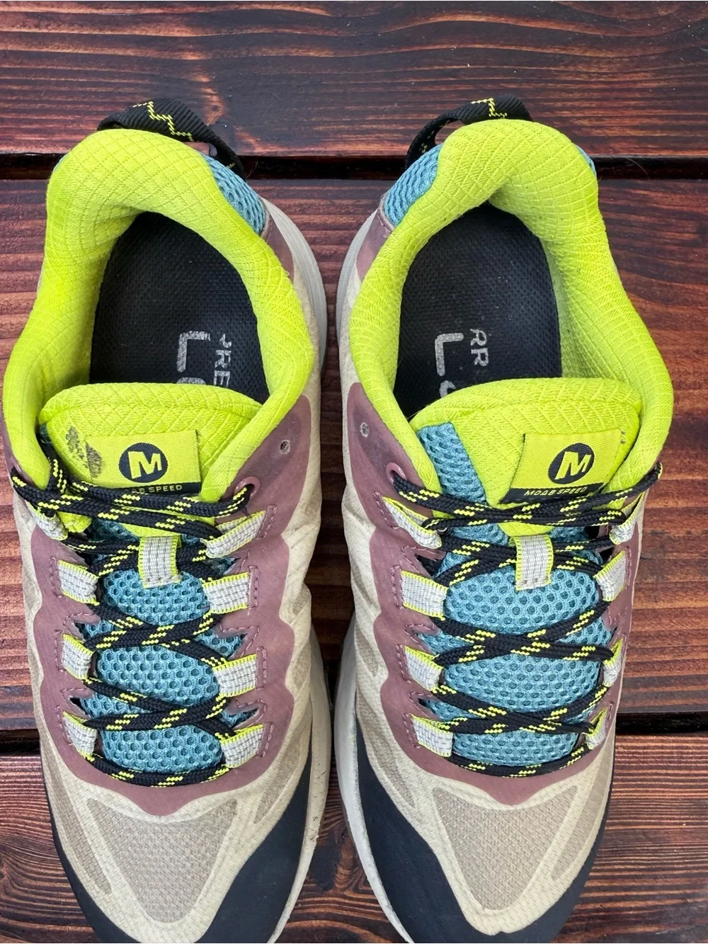 Merrell Moab Speed Vibram Trail Hiking Shoes Women’s 9 Beige Lime